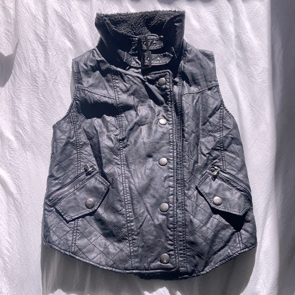 Faux leather and shearling vest